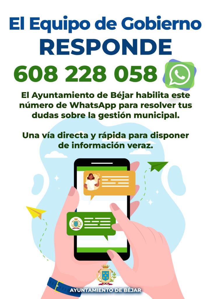 El Consistorio de Béjar pone en marcha un canal de WhatsApp para resolver dudas municipales - 15 de enero de 2024
